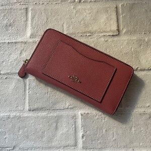 Coach Wallet Accordion Zip Pink Leather Pockets